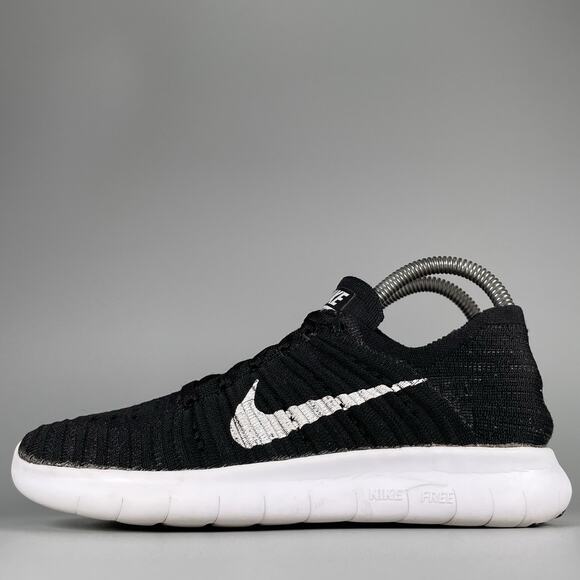 Nike Shoes - Nike Free RN Flyknit Women’s 6.5 Black White Athletic Running Shoes Sneakers GUC